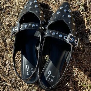 Mix No. 6 Black Flats with Silver Studs